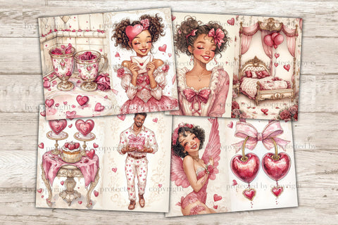 Valentines Day Junk Journal Paper | Romantic Ephemera SVG GlamArtZhanna 