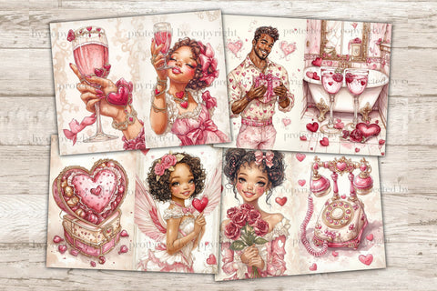 Valentines Day Junk Journal Paper | Romantic Ephemera SVG GlamArtZhanna 