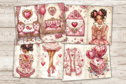 Valentines Day Junk Journal Paper | Romantic Ephemera SVG GlamArtZhanna 