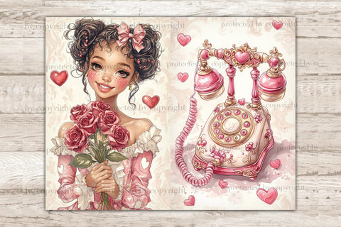 Valentines Day Junk Journal Paper | Romantic Ephemera SVG GlamArtZhanna 