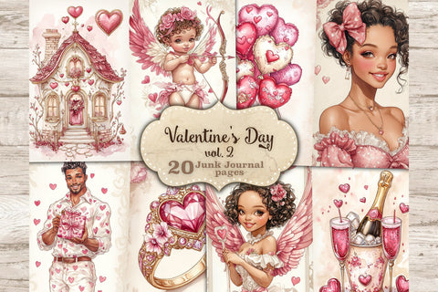 Valentines Day Junk Journal Paper | Romantic Ephemera SVG GlamArtZhanna 