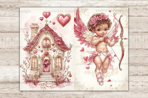 Valentines Day Junk Journal Paper | Romantic Ephemera SVG GlamArtZhanna 