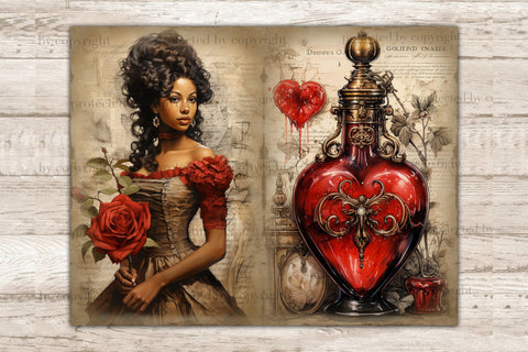 Valentines Day Junk Journal Paper | Victorian Digital Art SVG GlamArtZhanna 