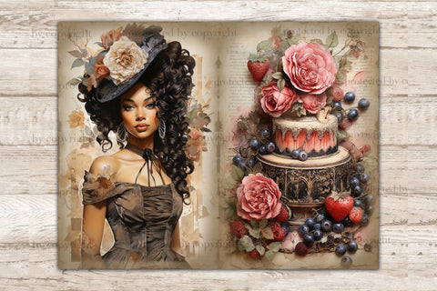 Valentines Day Junk Journal Paper | Victorian Digital Art SVG GlamArtZhanna 