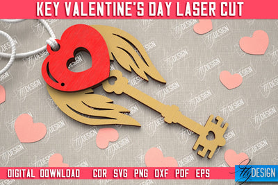 Valentine's Day Key | Valentine's Day Symbol | Gift Idea | Keychain Design | CNC File SVG Fly Design 