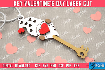 Valentine's Day Key | Valentine's Day Symbol | Gift Idea | Keychain Design | CNC File SVG Fly Design 