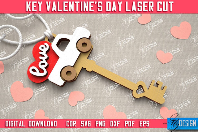 Valentine's Day Key | Valentine's Day Symbol | Gift Idea | Keychain Design | CNC File SVG Fly Design 