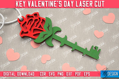 Valentine's Day Key | Valentine's Day Symbol | Gift Idea | Keychain Design | CNC File SVG Fly Design 