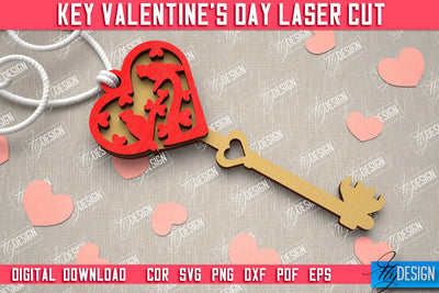 Valentine's Day Key | Valentine's Day Symbol | Gift Idea | Keychain Design | CNC File SVG Fly Design 