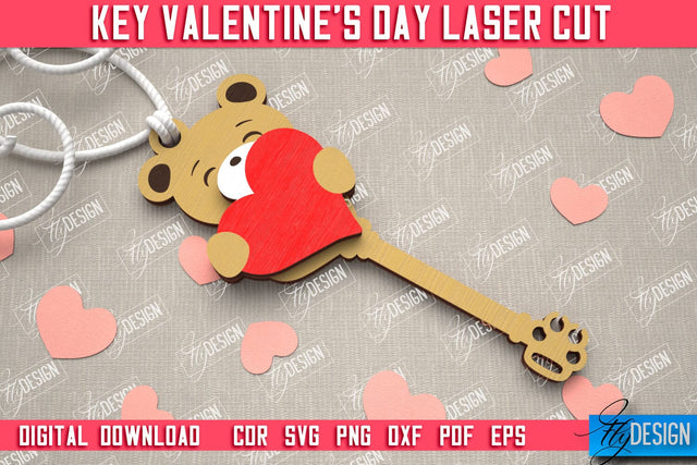 Valentine's Day Key | Valentine's Day Symbol | Gift Idea | Keychain Design | CNC File SVG Fly Design 