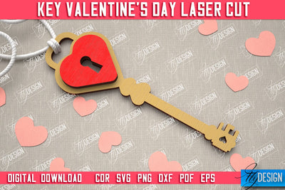 Valentine's Day Key | Valentine's Day Symbol | Gift Idea | Keychain Design | CNC File SVG Fly Design 