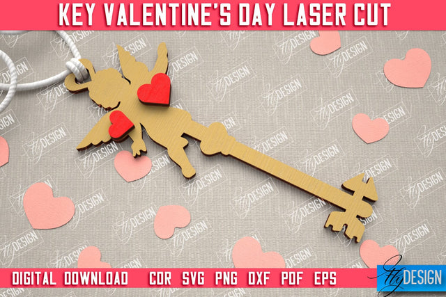 Valentine's Day Key | Valentine's Day Symbol | Gift Idea | Keychain Design | CNC File SVG Fly Design 
