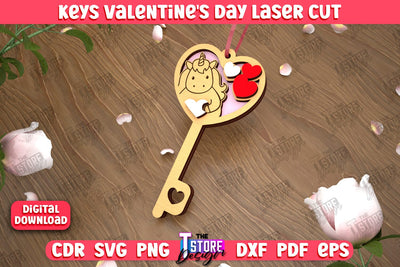 Valentine's Day Key | Valentine's Day Symbol | Gift Idea | Keychain Design | CNC File SVG The T Store Design 