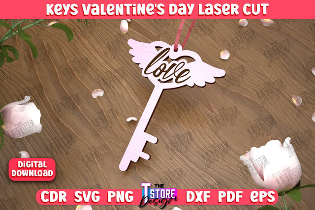 Valentine's Day Key | Valentine's Day Symbol | Gift Idea | Keychain Design | CNC File SVG The T Store Design 