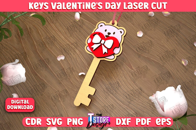 Valentine's Day Key | Valentine's Day Symbol | Gift Idea | Keychain Design | CNC File SVG The T Store Design 