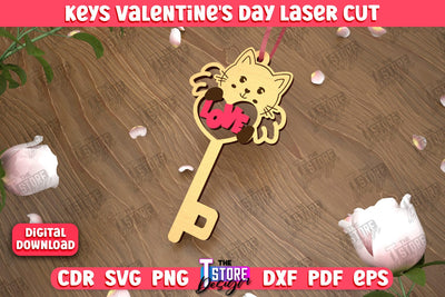 Valentine's Day Key | Valentine's Day Symbol | Gift Idea | Keychain Design | CNC File SVG The T Store Design 