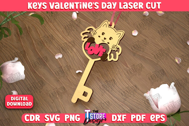 Valentine's Day Key | Valentine's Day Symbol | Gift Idea | Keychain Design | CNC File SVG The T Store Design 