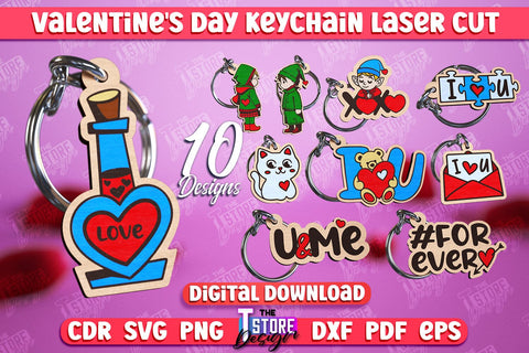 Valentine's Day Keychain Bundle | Cute Keychain | Valentine's Day Gift Idea | CNC Files SVG The T Store Design 