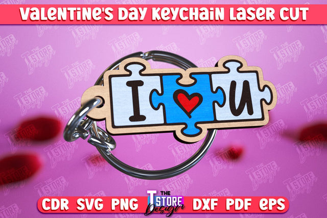 Valentine's Day Keychain | Cute Keychain | Valentine's Day Gift Idea | CNC Files SVG The T Store Design 
