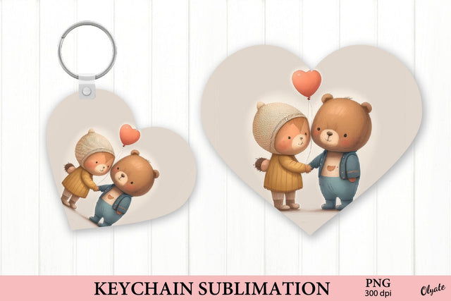 Valentines Day Keychain PNG. Teddy Keychain PNG Sublimation Olga Terlyanskaya 