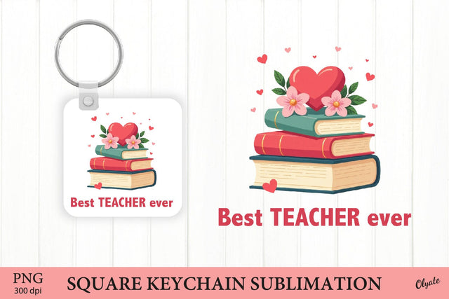 Valentine’s Day Keychain Sublimation. Teacher Keychain PNG Sublimation Olga Terlyanskaya 