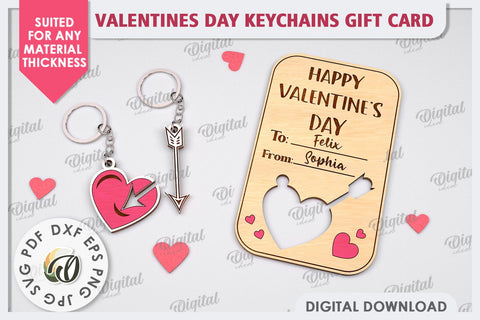 Valentines Day Keychains Gift Cards Laser Cut Bundle SVG Evgenyia Guschina 