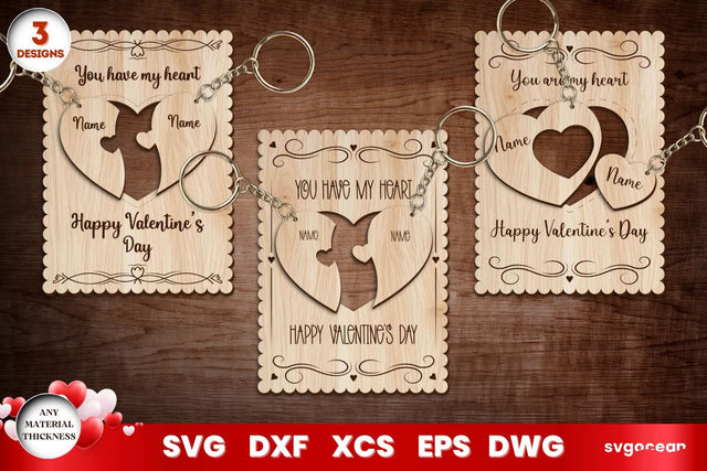 Valentine's Day Keychains Gift Cards SVG SvgOcean 