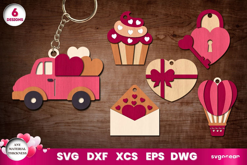 Valentine's Day Keychains Laser Cut SVG SvgOcean 