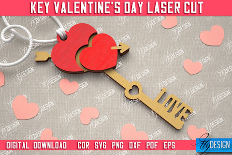 Valentine's Day Keys Bundle | Valentine's Day Symbols | Gift Idea | Keychain Design | CNC Files SVG Fly Design 