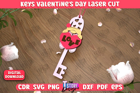 Valentine's Day Keys Bundle | Valentine's Day Symbols | Gift Idea | Keychain Design | CNC Files SVG The T Store Design 