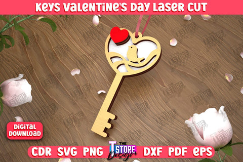Valentine's Day Keys Bundle | Valentine's Day Symbols | Gift Idea | Keychain Design | CNC Files SVG The T Store Design 