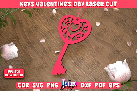 Valentine's Day Keys Bundle | Valentine's Day Symbols | Gift Idea | Keychain Design | CNC Files SVG The T Store Design 