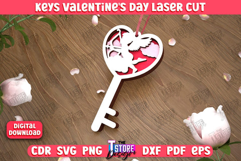 Valentine's Day Keys Bundle | Valentine's Day Symbols | Gift Idea | Keychain Design | CNC Files SVG The T Store Design 