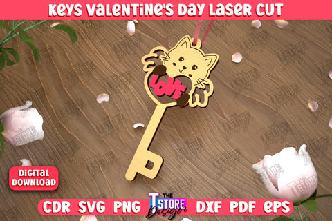 Valentine's Day Keys Bundle | Valentine's Day Symbols | Gift Idea | Keychain Design | CNC Files SVG The T Store Design 