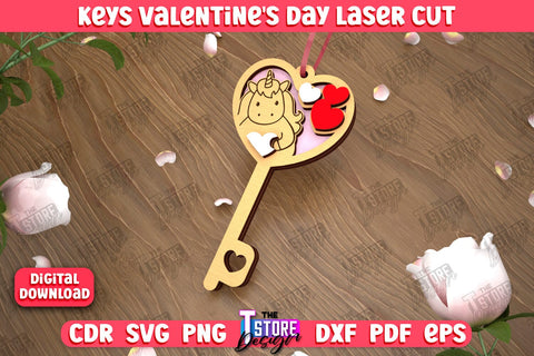 Valentine's Day Keys Bundle | Valentine's Day Symbols | Gift Idea | Keychain Design | CNC Files SVG The T Store Design 