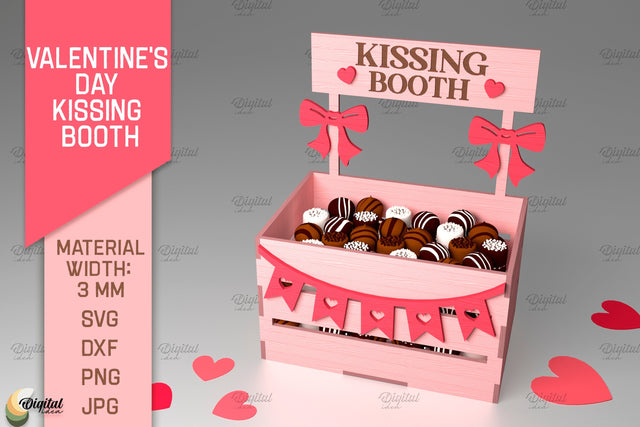 Valentine's Day Kissing Booth. 3D Candy Holder Laser Cut SVG Evgenyia Guschina 