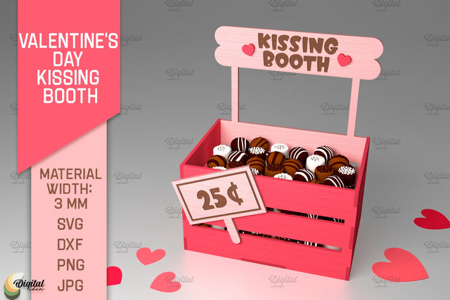Valentine's Day Kissing Booth. 3D Candy Holder Laser Cut SVG Evgenyia Guschina 