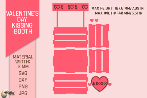 Valentine's Day Kissing Booth Bundle. 3D Candy Holder SVG Evgenyia Guschina 