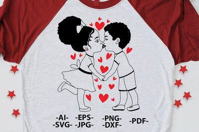 Valentine’s Day Kissing Kids SVG PNG EPS DXF JPG AI PDF Romantic Love Shirt Design for Couples Cricut Sublimation SVG 1uniqueminute 