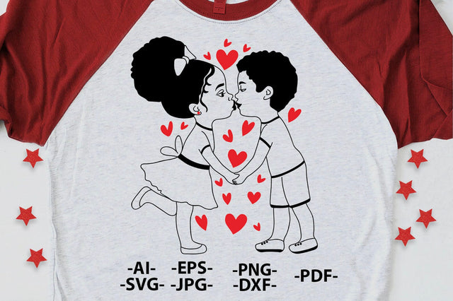 Valentine’s Day Kissing Kids SVG PNG EPS DXF JPG AI PDF Romantic Love Shirt Design for Couples Cricut Sublimation SVG 1uniqueminute 