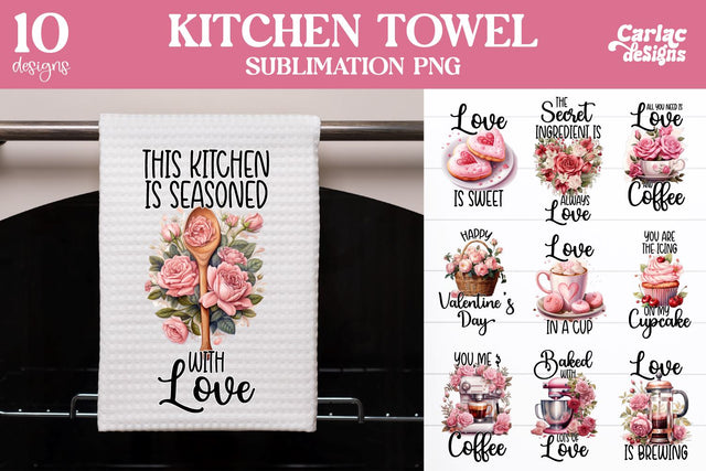 Valentine's Day Kitchen Towel Sublimation Bundle Sublimation Carla C Designs 