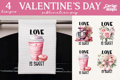 Valentines Day Kitchen Towel Sublimation Sublimation Carla C Designs 