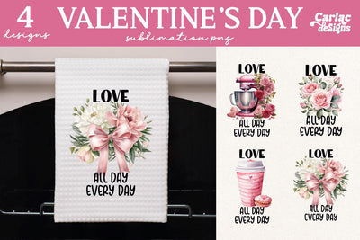 Valentines Day Kitchen Towel Sublimation Sublimation Carla C Designs 