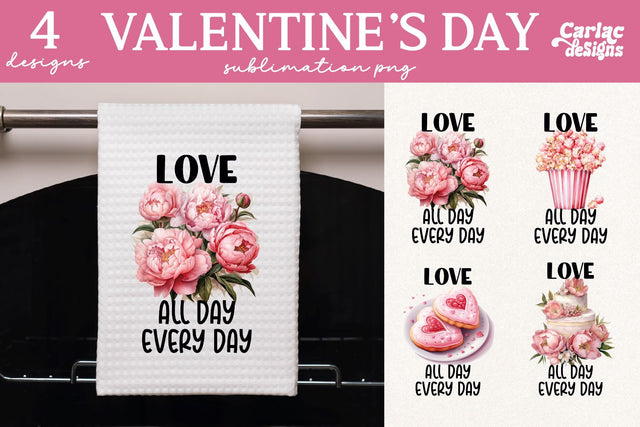 Valentines Day Kitchen Towel Sublimation Sublimation Carla C Designs 