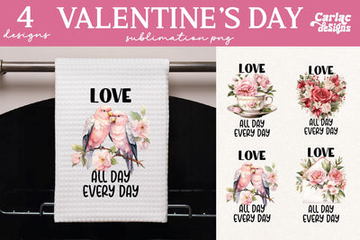 Valentines Day Kitchen Towel Sublimation Sublimation Carla C Designs 