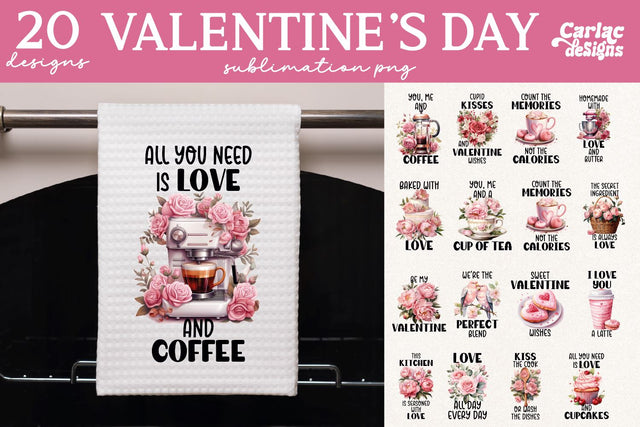 Valentines Day Kitchen Towel Sublimation Sublimation Carla C Designs 