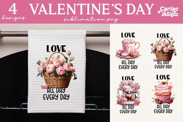 Valentines Day Kitchen Towel Sublimation Sublimation Carla C Designs 