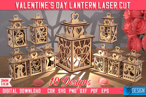 Valentine's Day Lantern Bundle | Romantic Gift | Night Light | Shadow Lamp | CNC Files SVG Fly Design 