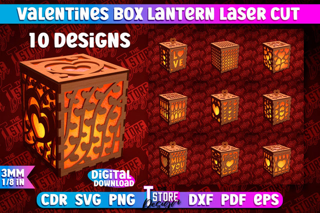 Valentine's Day Lantern Bundle | Romantic Gift | Night Light | Shadow Lamp | CNC Files SVG The T Store Design 