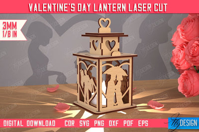 Valentine's Day Lantern | Romantic Gift | Night Light | Shadow Lamp | CNC File SVG Fly Design 